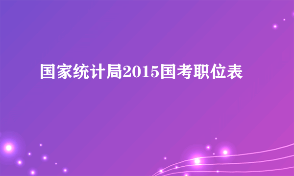 国家统计局2015国考职位表