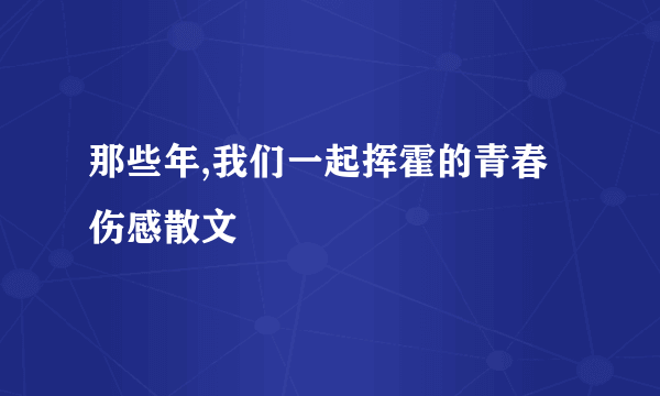 那些年,我们一起挥霍的青春伤感散文