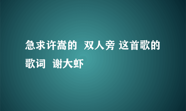 急求许嵩的  双人旁 这首歌的歌词  谢大虾