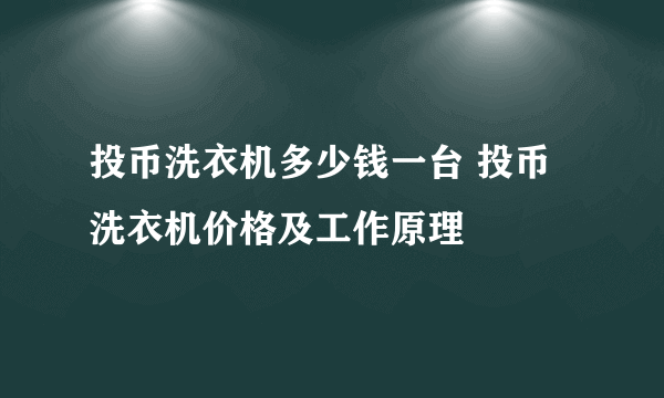 投币洗衣机多少钱一台 投币洗衣机价格及工作原理