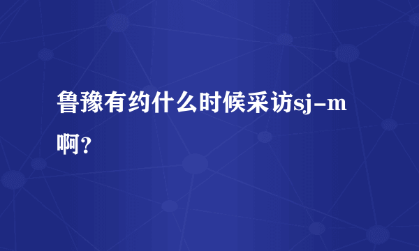 鲁豫有约什么时候采访sj-m啊？