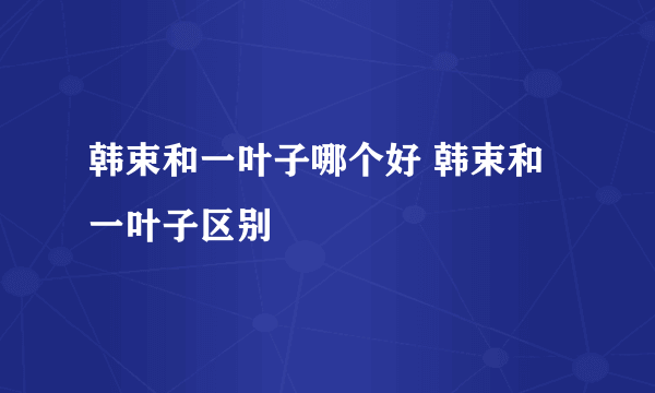 韩束和一叶子哪个好 韩束和一叶子区别