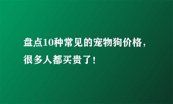 盘点10种常见的宠物狗价格，很多人都买贵了！