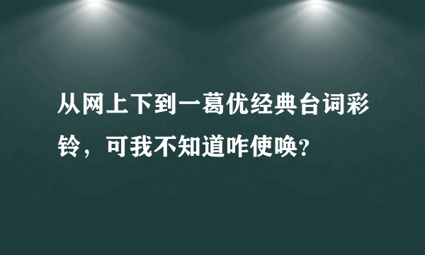 从网上下到一葛优经典台词彩铃，可我不知道咋使唤？