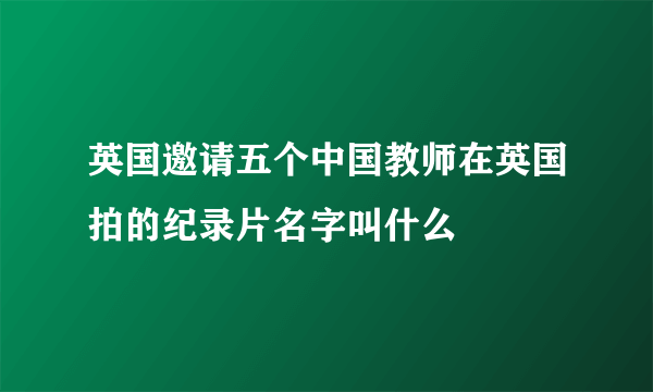 英国邀请五个中国教师在英国拍的纪录片名字叫什么