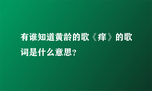 有谁知道黄龄的歌《痒》的歌词是什么意思？