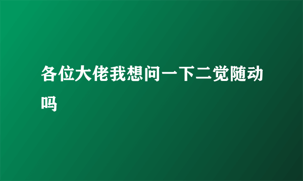 各位大佬我想问一下二觉随动吗