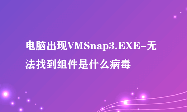 电脑出现VMSnap3.EXE-无法找到组件是什么病毒