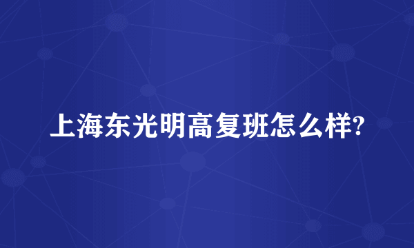 上海东光明高复班怎么样?