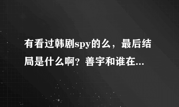 有看过韩剧spy的么，最后结局是什么啊？善宇和谁在一起了？