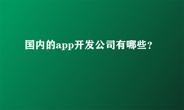 国内的app开发公司有哪些？