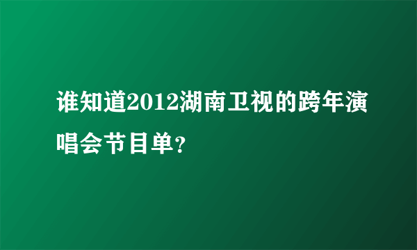 谁知道2012湖南卫视的跨年演唱会节目单？