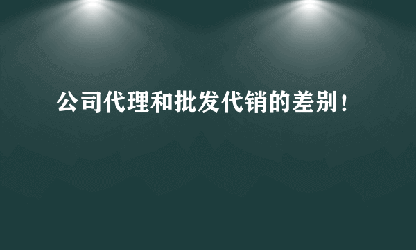 公司代理和批发代销的差别！