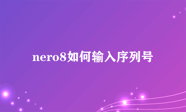 nero8如何输入序列号