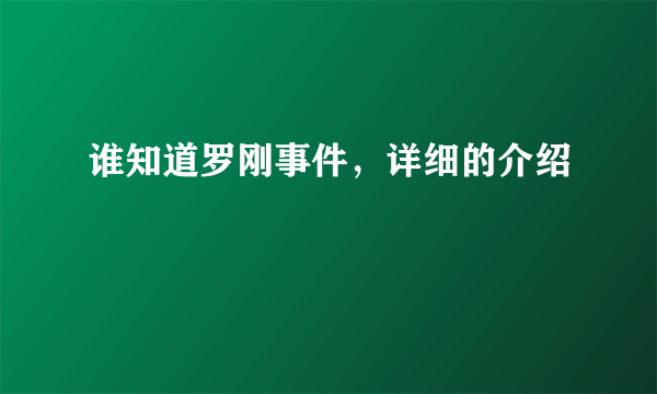 谁知道罗刚事件，详细的介绍