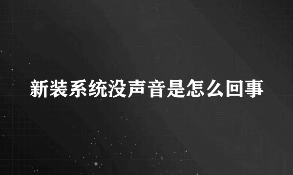 新装系统没声音是怎么回事