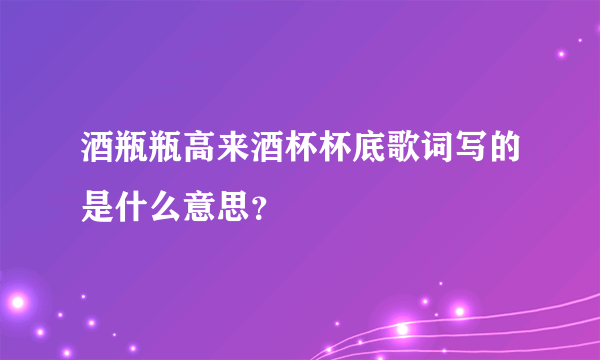 酒瓶瓶高来酒杯杯底歌词写的是什么意思？