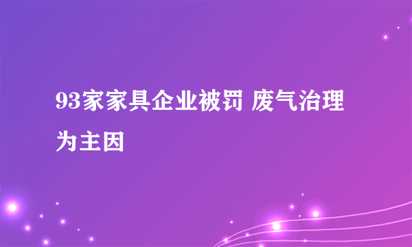 93家家具企业被罚 废气治理为主因