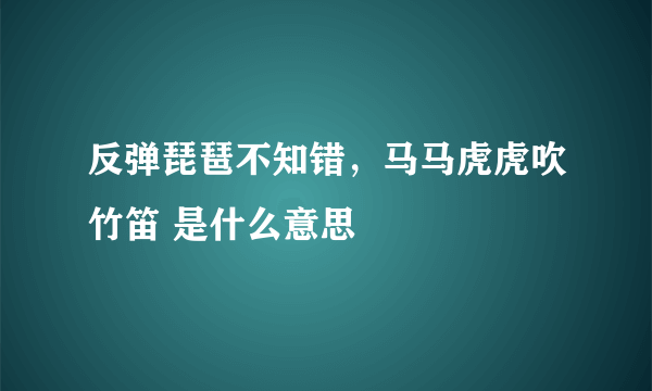 反弹琵琶不知错，马马虎虎吹竹笛 是什么意思