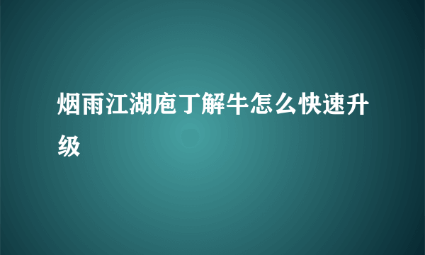 烟雨江湖庖丁解牛怎么快速升级