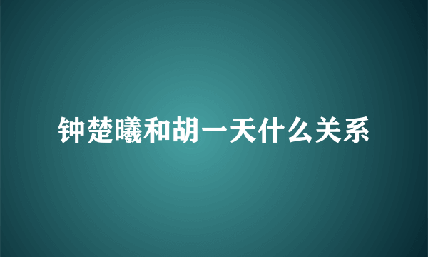 钟楚曦和胡一天什么关系