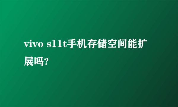 vivo s11t手机存储空间能扩展吗?