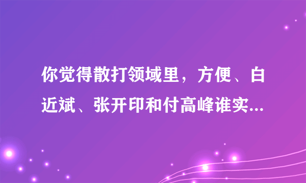 你觉得散打领域里，方便、白近斌、张开印和付高峰谁实力最强？为什么？