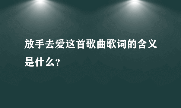 放手去爱这首歌曲歌词的含义是什么？