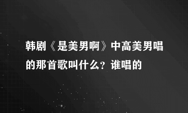 韩剧《是美男啊》中高美男唱的那首歌叫什么？谁唱的