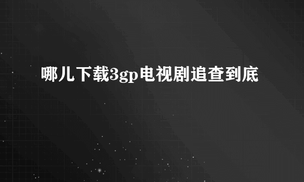 哪儿下载3gp电视剧追查到底