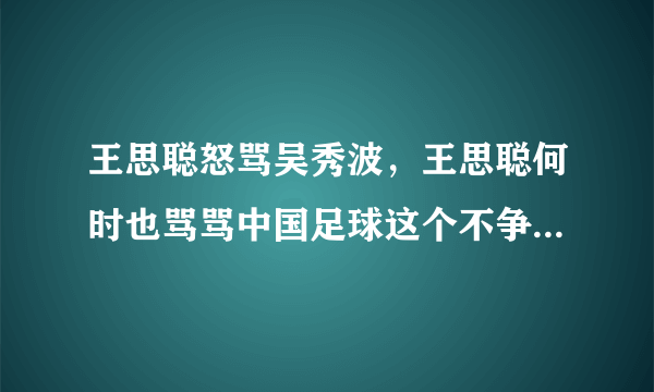 王思聪怒骂吴秀波，王思聪何时也骂骂中国足球这个不争气的货？