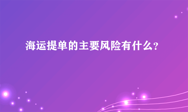 海运提单的主要风险有什么？