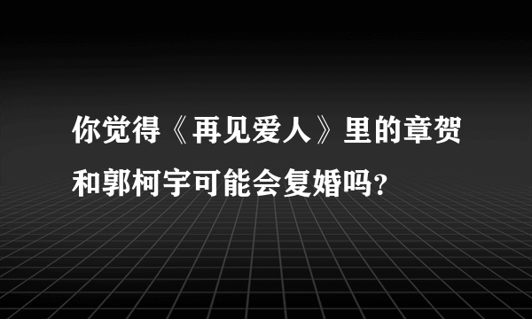 你觉得《再见爱人》里的章贺和郭柯宇可能会复婚吗？