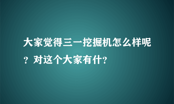 大家觉得三一挖掘机怎么样呢？对这个大家有什？