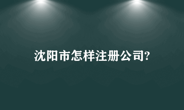 沈阳市怎样注册公司?