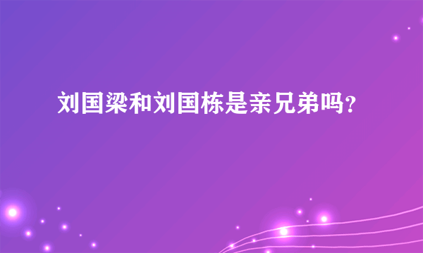 刘国梁和刘国栋是亲兄弟吗？