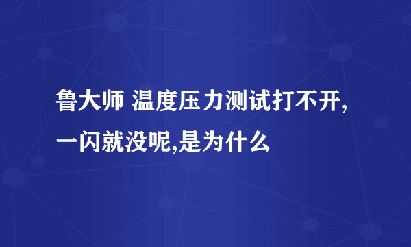 鲁大师 温度压力测试打不开, 一闪就没呢,是为什么