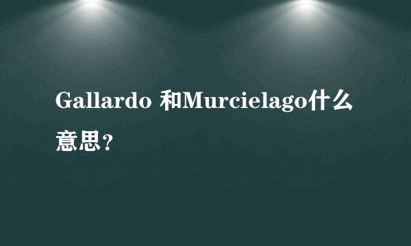 Gallardo 和Murcielago什么意思？