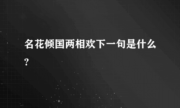 名花倾国两相欢下一句是什么?