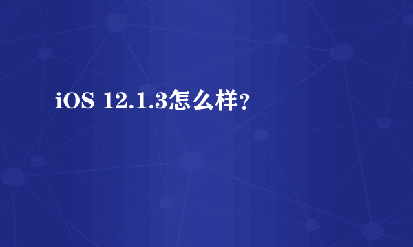 iOS 12.1.3怎么样？