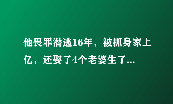 他畏罪潜逃16年，被抓身家上亿，还娶了4个老婆生了12个孩子，他是谁？