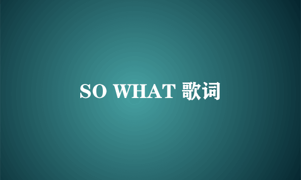 SO WHAT 歌词