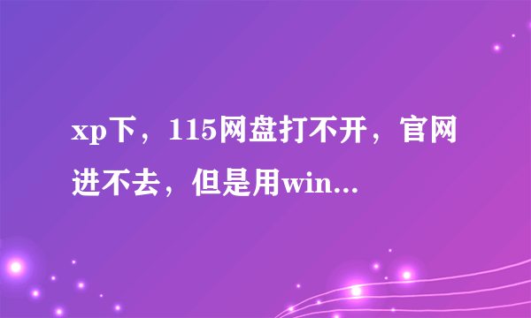 xp下，115网盘打不开，官网进不去，但是用win7就可以。用的搜狗，设置都一样，xp系统是ghost版