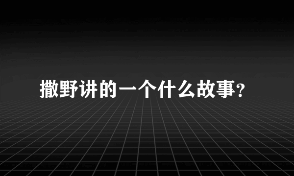 撒野讲的一个什么故事？