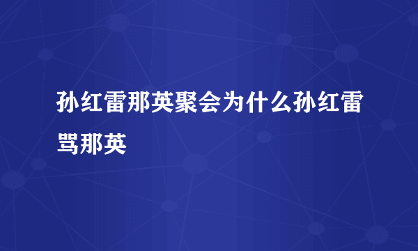 孙红雷那英聚会为什么孙红雷骂那英