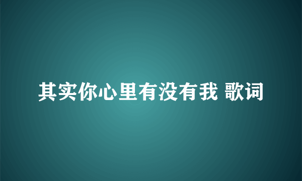 其实你心里有没有我 歌词