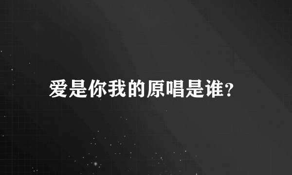 爱是你我的原唱是谁？