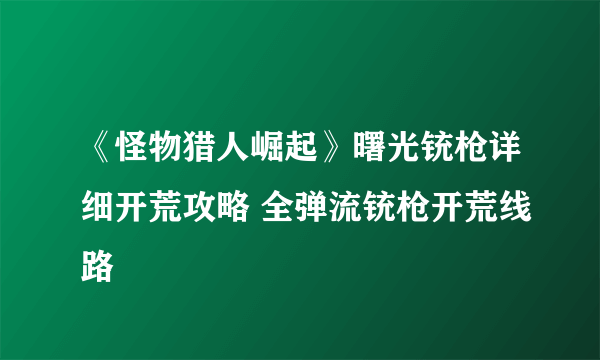 《怪物猎人崛起》曙光铳枪详细开荒攻略 全弹流铳枪开荒线路