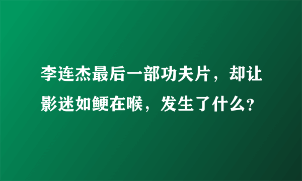 李连杰最后一部功夫片，却让影迷如鲠在喉，发生了什么？