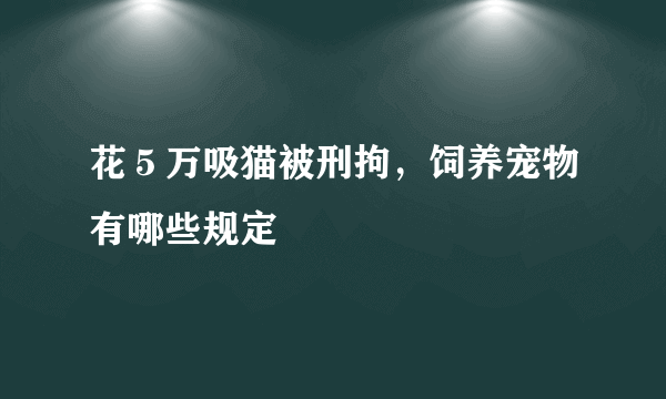 花５万吸猫被刑拘，饲养宠物有哪些规定